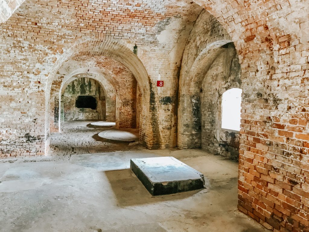 A room where cannons used to sit inside the fort
