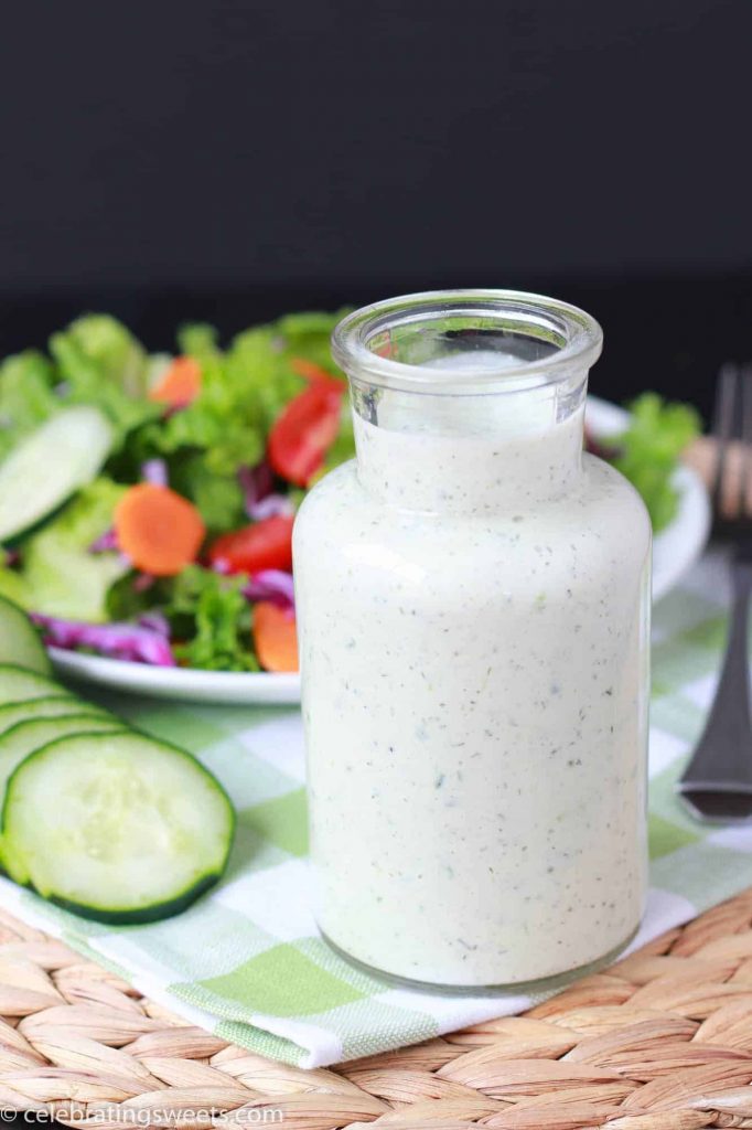 Creamy herb and cucumber dressing