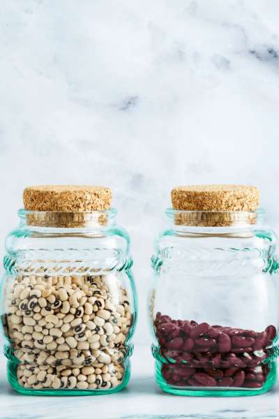 grains in a jar from the pantry staples list